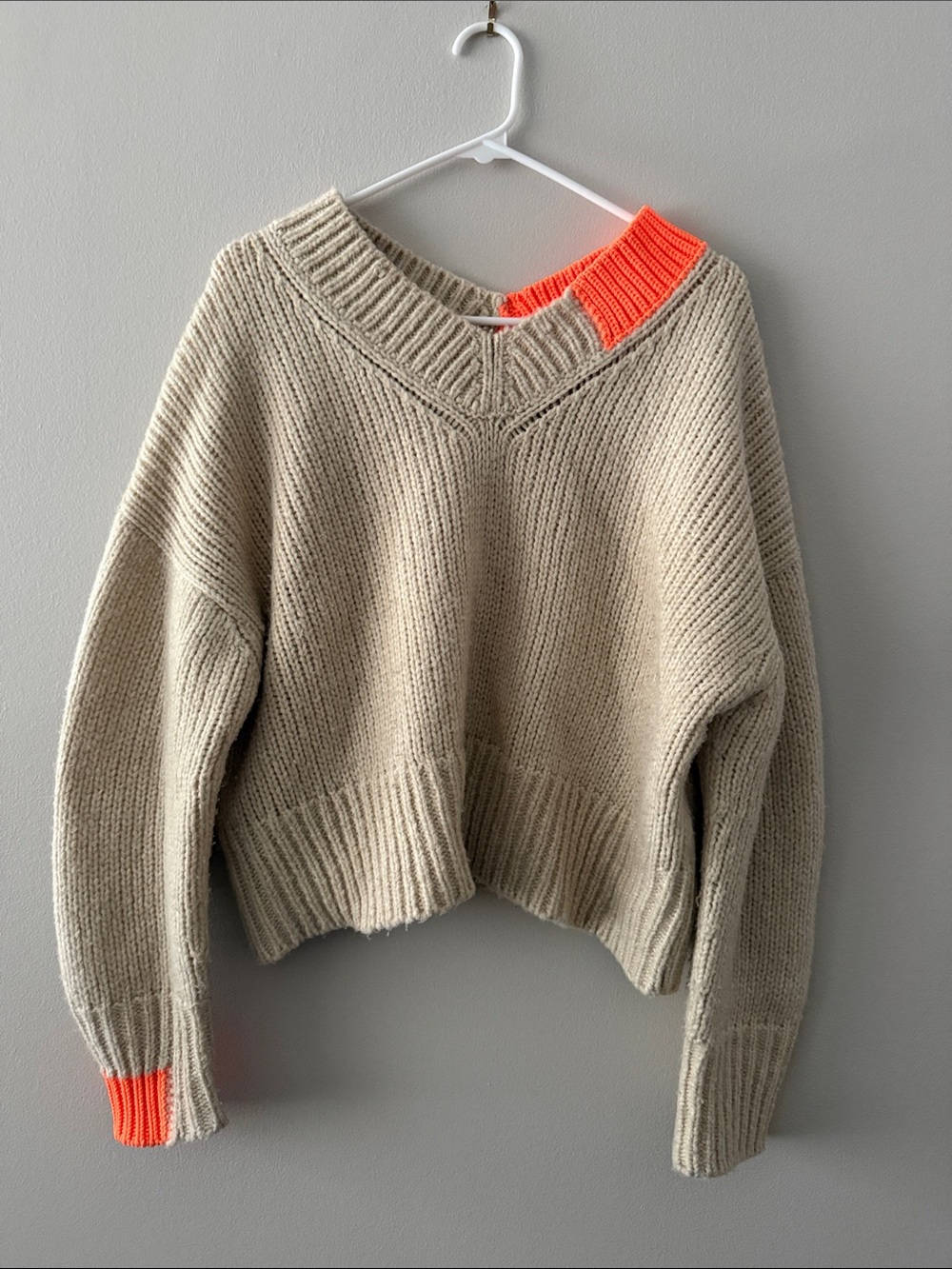 Helmut Lang Camel V Neck Sweater (small)